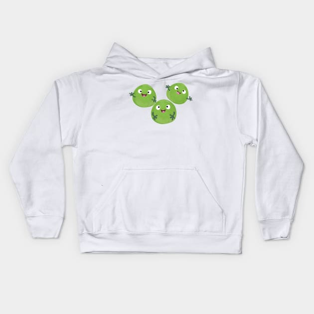 Funny Brussels sprouts vegetables cartoon Kids Hoodie by FrogFactory